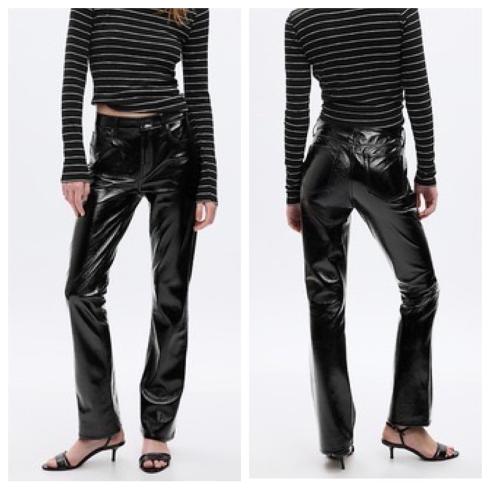 NWT Gap Short Mid Rise Faux Patent Leather Baby Boot Pants size 6